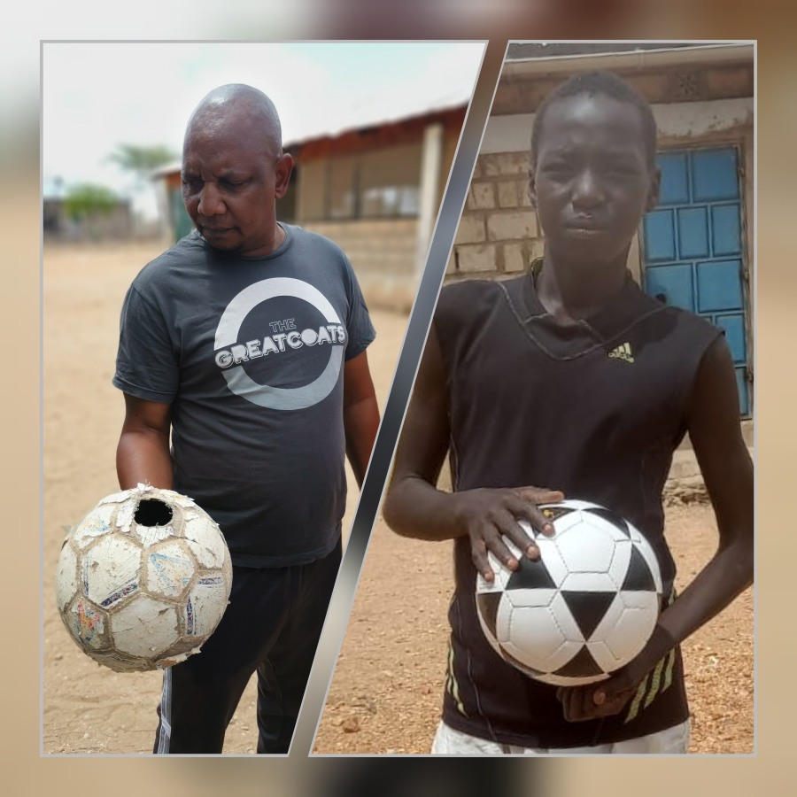 before - afterwards: Helmut sponsored a new football