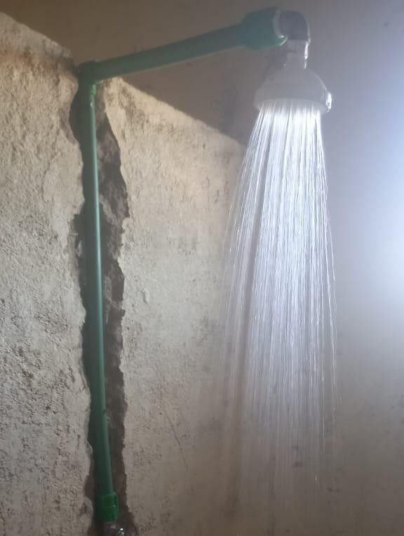 big moment - the water is running in the showers